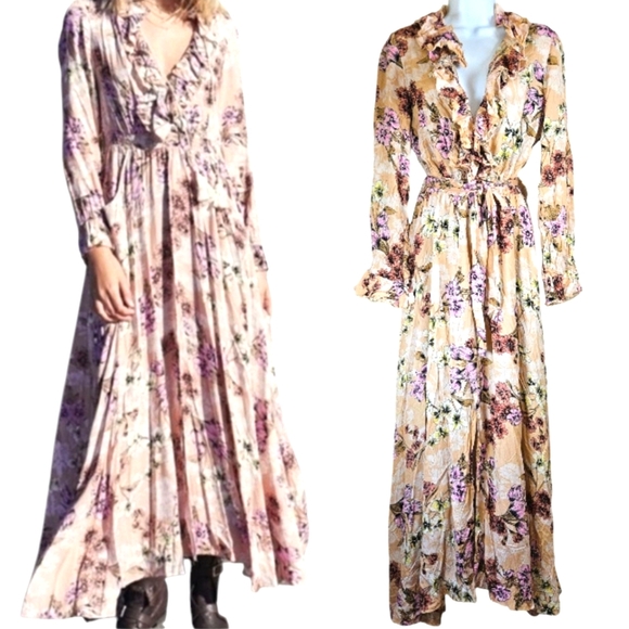 Jaase Dresses & Skirts - aase pink purple white fit & flare floral maxi dress Womens Medium